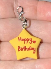 Happy Birthday Star Charm Zipper Pull &Keychain Add On Clip!!