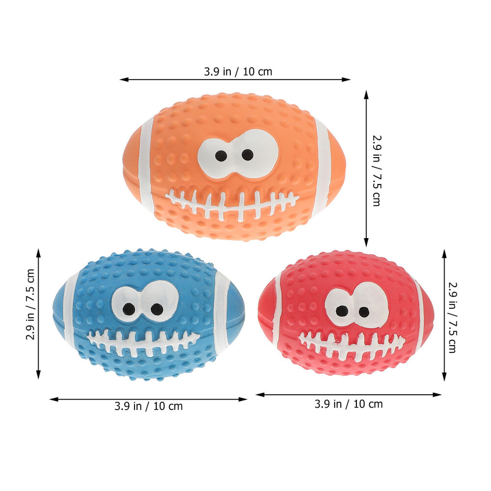 3 Pcs Dog Squeaky Rugby Ball Pacifier Toy Puppy Molar Teeth Teething