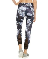 Women's Leggings L Full Length Blue Floral Yoga Pants Activewear IDEOLOGY