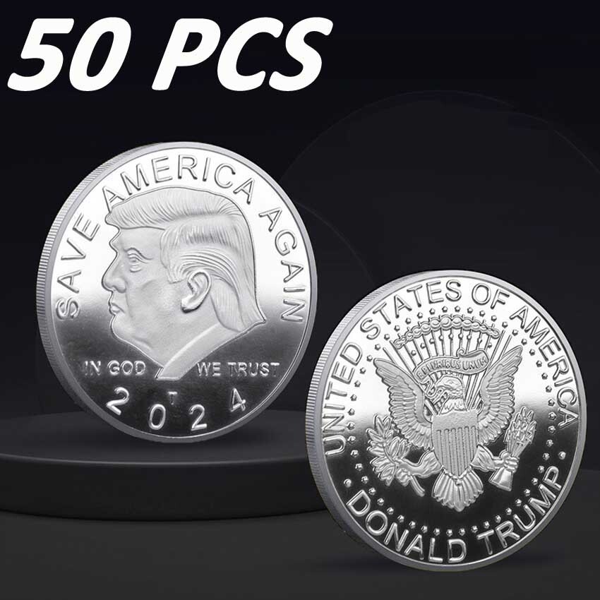 50PCS Silver Plated 45Th President Donald Trump MAGA King Commemorative Coins