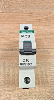 CRABTREE 6HS10C 10 AMP CURVE C 10kA MCB CIRCUIT BREAKER LOADSTAR 6HS BRAND NEW