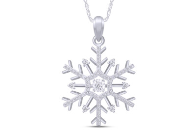 1/6 Cttw Round Natural Diamond Snowflake Pendant Necklace 14K Solid White Gold