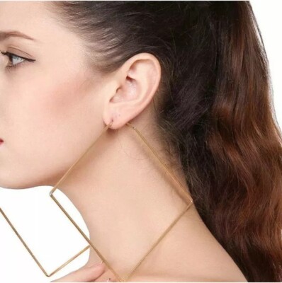 Modeschmuck Damen silberfarbene große quadratische übergroße Creolen