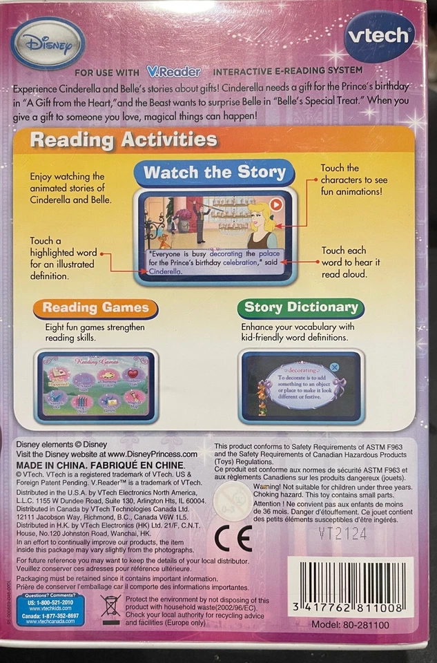 VTECH V.Reader 2 Game Lot Disney Princess, Hello Kitty Ages 3-5 - Image 2 of 4