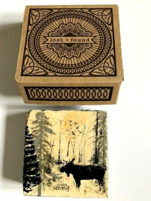 Brandneu mit Etikett STAND STRONG Lost & Found CEDAR MOUNTAIN STUDIOS KUNSTBLOCK in Schachtel BILD