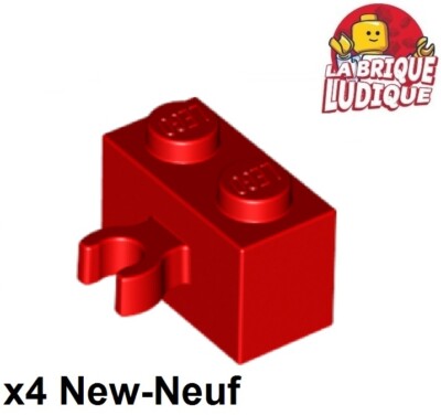 Lego 4x Stein Brick Modified 2x2 Vertikal O Clip Zange rot/red 30237b NEU