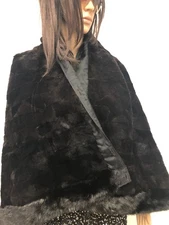 56 Inch GENUINE DARK BROWN MINK FUR SCARF SHAW Bottom Coat 18-1124