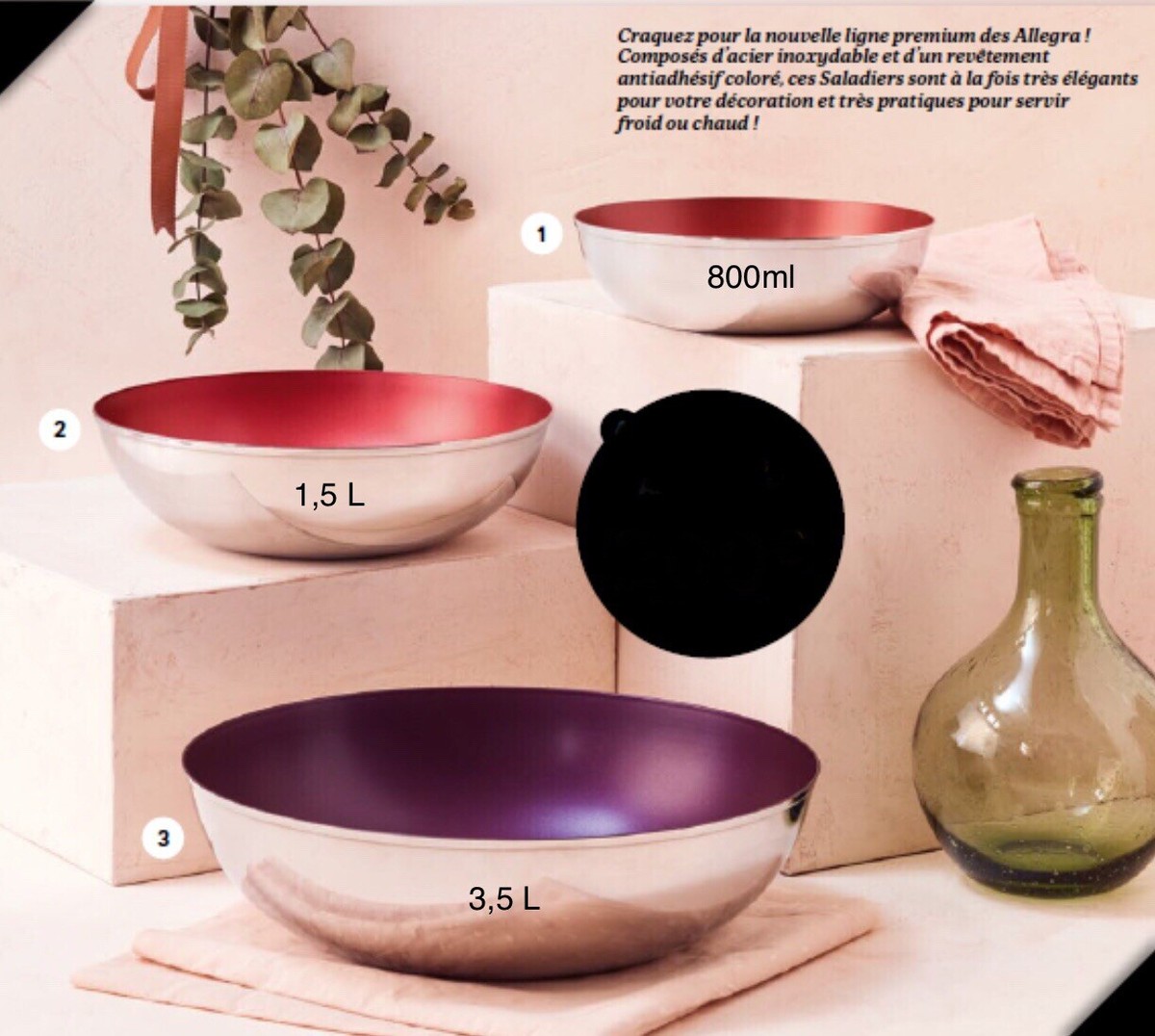 Saladier Allegra Miroir Tupperware 800 Ml - En Acier Et Eterna - Neuf