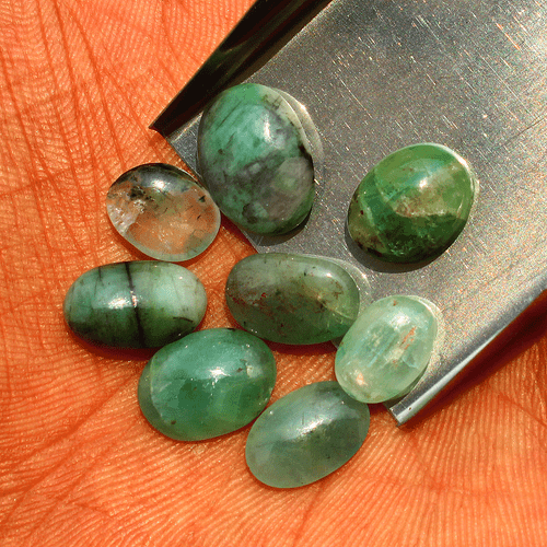 8 Pcs Natural Zambian Emerald Untreated 10mm-13mm Oval Cabochon Loose Gemstones - Picture 5 of 16