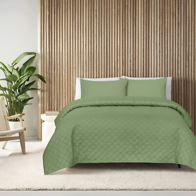 Soft Bedspread Set Quilted Coverlet Queen King Size Bedding Blanket Microfiber