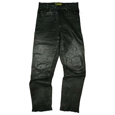 Black Point Herren Lederhose Motorrad Biker Leder Hose 46 S W30 L32 Braun Leder