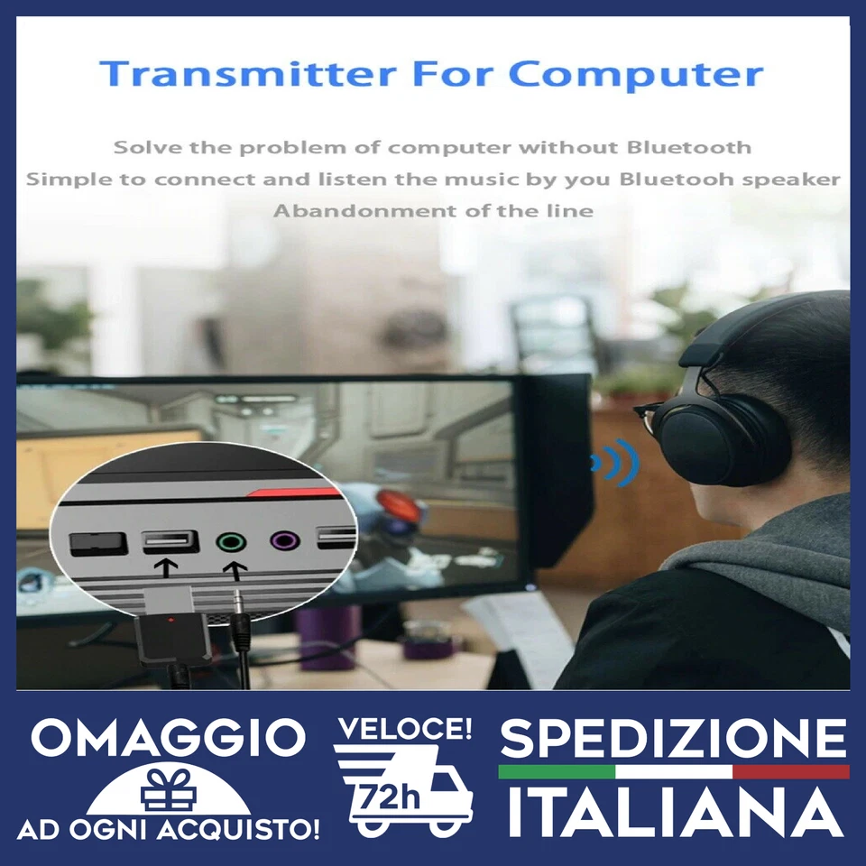 Trasmettitore Bluetooth  TV + CUFFIE BLUETOOTH ASCOLTA TV CON CUFFIE  🇮🇹 - Immagine 3 di 4