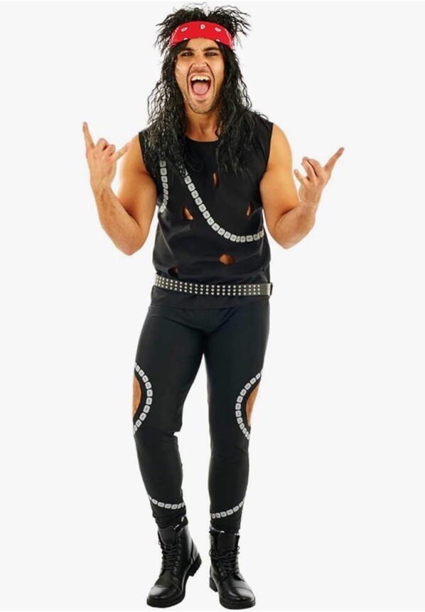 Men`s 80s Glam Rocker Costume M Adult Rockstar Rock Punk Star