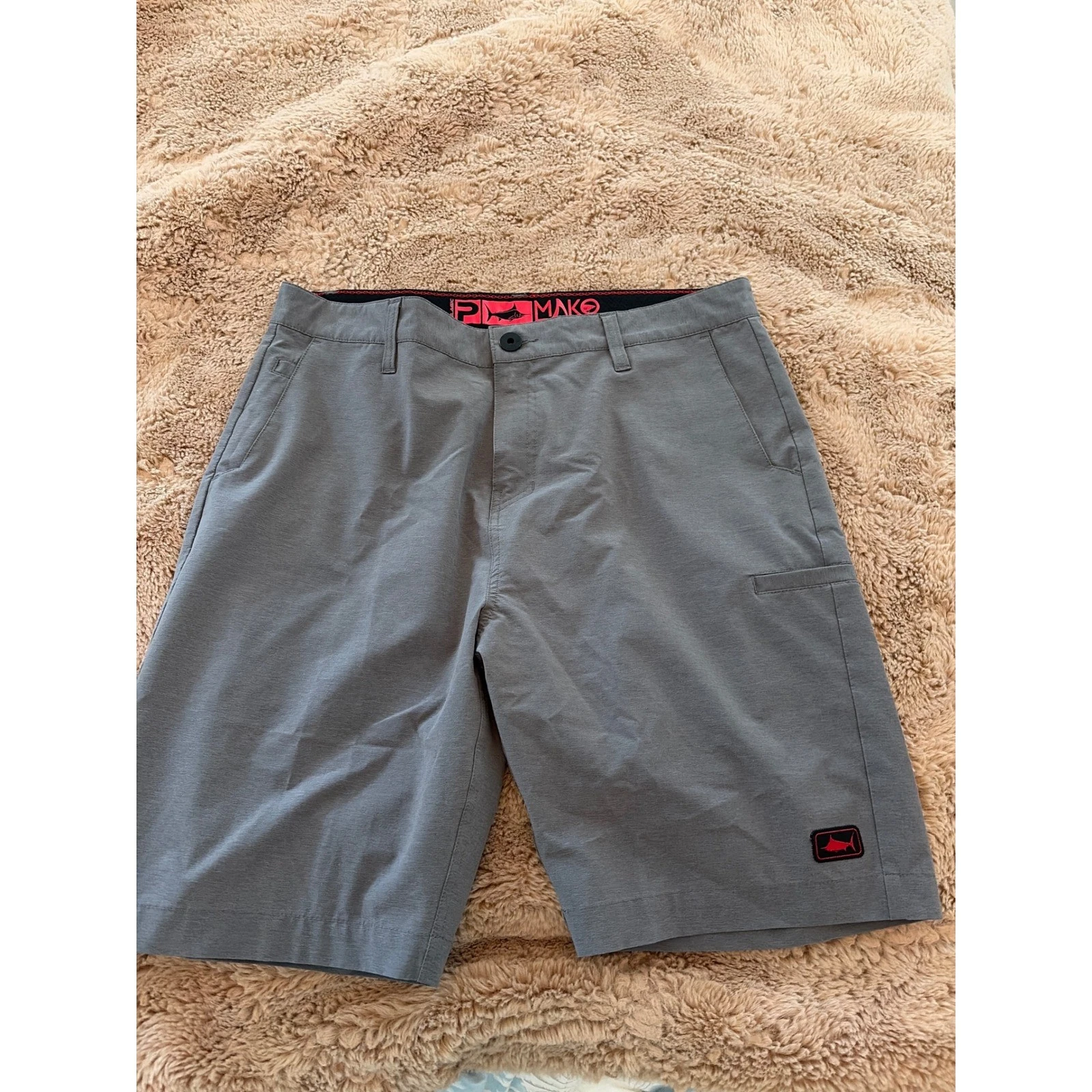 Pelagic Mako Hybrid Shorts Mens 34 Grey Fishing Board Shorts 4-Way Stretch