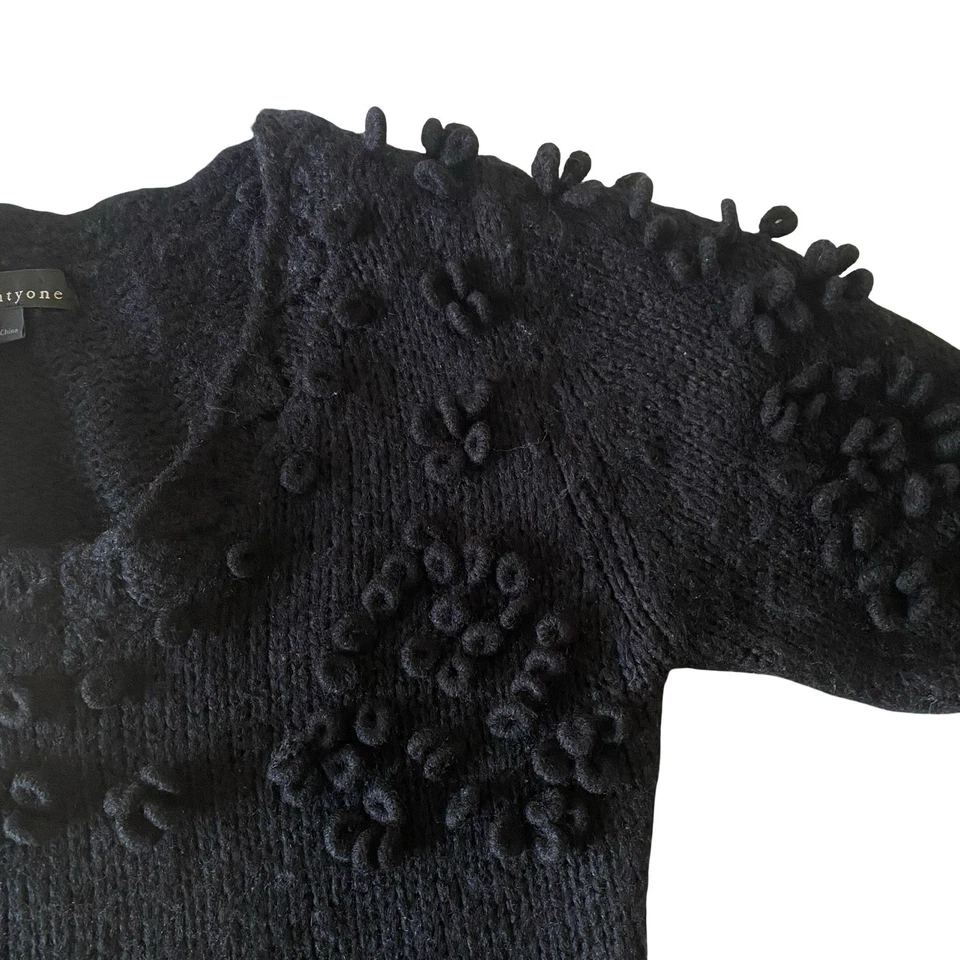 Twentyone Vestido Suéter Tejido Negro Manga Campana Pequeña Boho Retro Acogedor Conjunto Otoño Foto 4 de 4