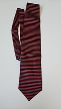 Bruno Piattelli 100% Pure Silk Mens Neck Tie Navy And Red Stripes Made In USA