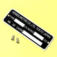 Plaque de cadre aluminium - 82x27 mm - vierge avec RIVETS SIM - moto HONDA DAX