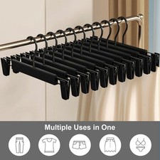 10x Trouser Hanger Skirt Hangers with Clips Adjustable Clips Hooks Organizer UK