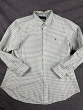 Ralph Lauren Men Button Down Shirt XL Classic Fit Long Sleeve Green White