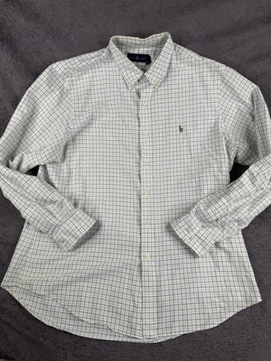 Ralph Lauren Men Button Down Shirt XL Classic Fit Long Sleeve Green White
