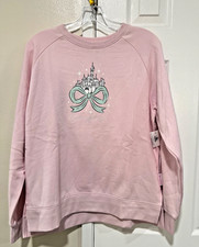 LAST ONE NWT Disneyland Resort Pink Castle Bow Sweatshirt Pullover SIZE:MEDIUM