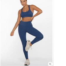 Lorna Jane Ruffle Sports Bra Scrunch Full Length Leggings Set in Windigo SZ S