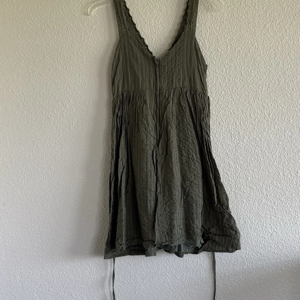 Mini Vestido para Mujer JFW Verde Oliva Talla 7, Boho 100% Algodón Cottagecore Foto 3 de 4