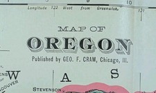 Vintage 1902 OREGON Map 22"x14" Old Antique Original PORTLAND CORVALLIS ALBANY