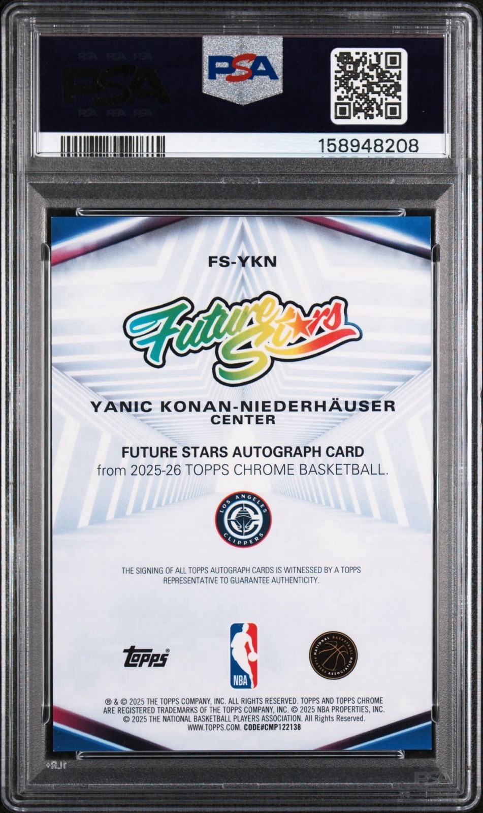 2025 Topps Chrome Y. Konan-Niederhauser PSA 9 MT; Future Stars Auto Purp #57/75 view 2