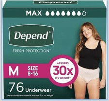 Depend Fresh Protection Adult Incontinence Underwear for Women Medium 76 Count