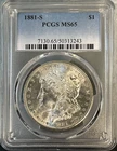 1881-S Morgan Silver Dollar $1 PCGS MS65 BU GEM~ Blazing White!