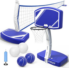 Pool Basketball Hoop Pool Volleyball Net 2 in 1,Pool Toys Basketball Game with W