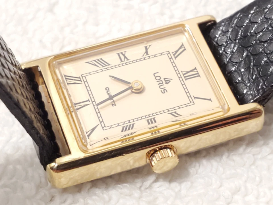 Vintage Lorus by Seiko Women's Tank Gold Tone Watch Two Jewels Roman Numerals SS - image 3 of 4