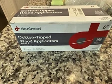 Dealmed Cotton-Tipped Wood Applicators 6" Sterile, 200 Count
