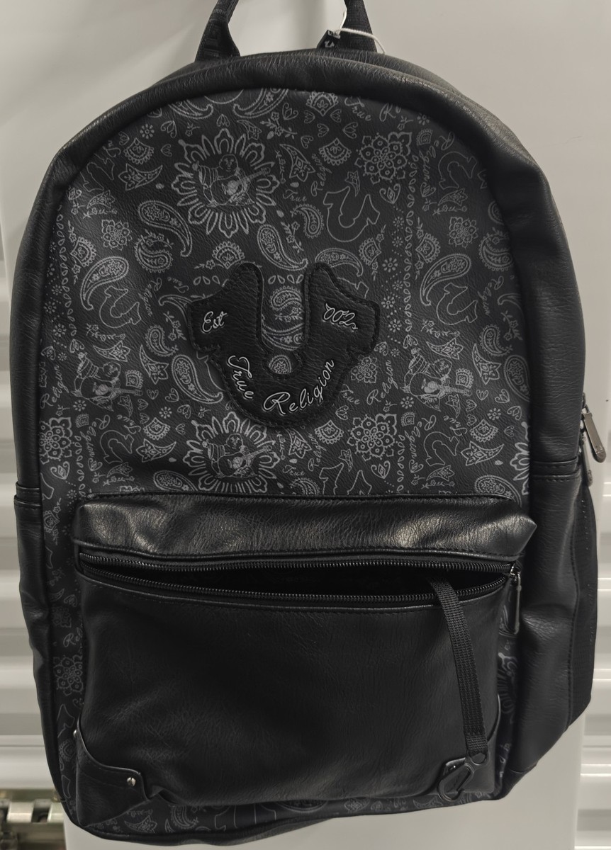 TRUE RELIGION LOGO BACKPACK BLACK faux leather   8\