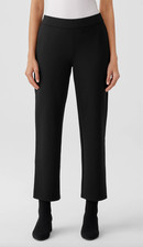 NEW EILEEN FISHER BLACK WASHABLE FLEX TENCEL PONTE STRAIGHT PANTS SZ PS