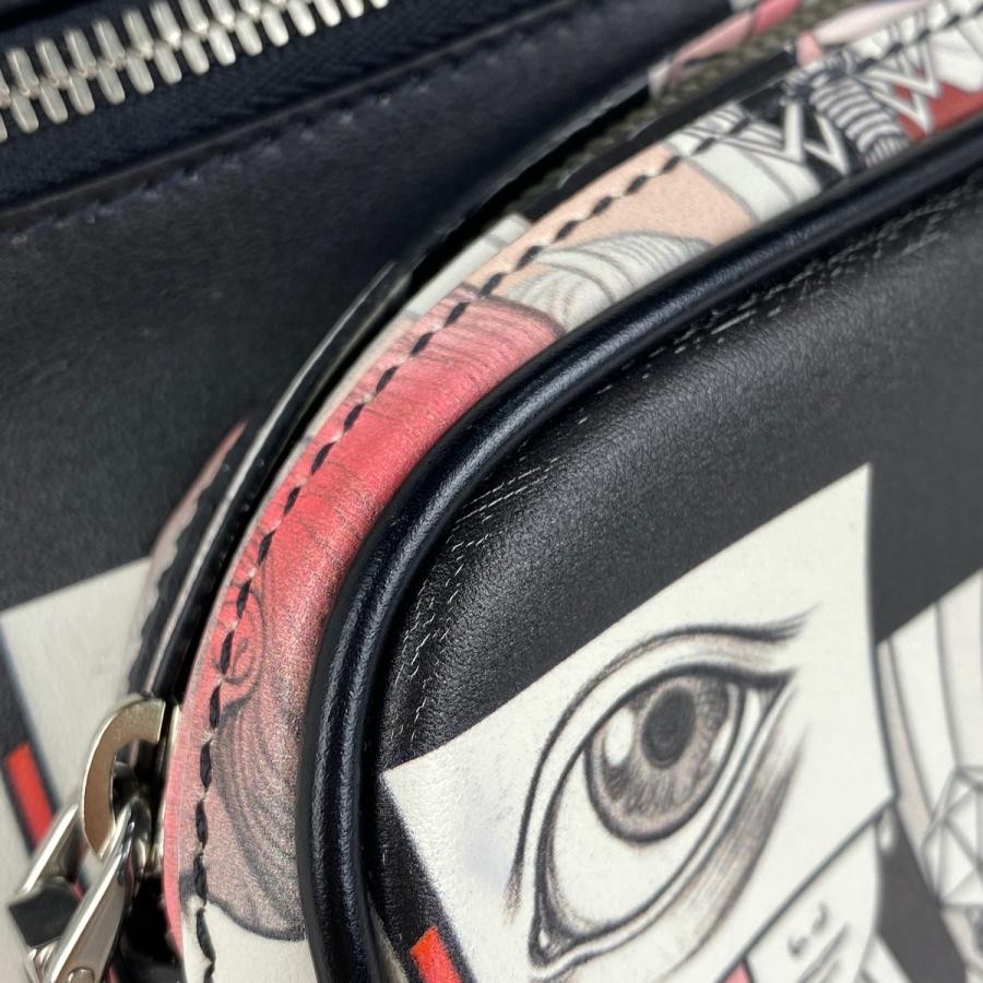 PRADA Comic Print Body Bag Waist Bag 2VL006 Black Multi-Color Leather #BS1323 thumbnail 4