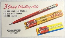 Vintage 1950s Scripto Mechanical Pencil Advertising Card Scranton PA