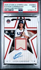 2025 PANINI STARS & STRIPES USA SIGNATURE MATERIALS KAYSON CUNNINGHAM PSA 9