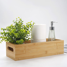 Toilet Tank Paper Basket for Back of Tank Top, Bamboo Bathroom Storage for Organ