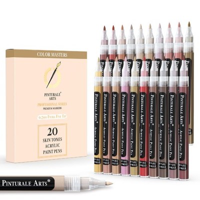 Pinturale Arts  Acrylic Paint Markers Skin 1 Count (Pack of 20), tones