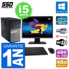 PC Tour Dell 7020 Ecran 19" Intel Core i5-4570 RAM 4Go SSD 480Go Windows 10 Wifi