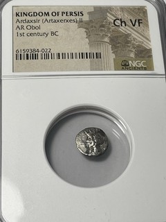 Kingdom of Persis Ardaxsir (Artaxerxes) II 1st Century BC AR Obol NGC Ch VF