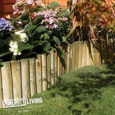 12in Spiked Log Roll Wooden Pressure Treated Garden Border Edging Pack of 4