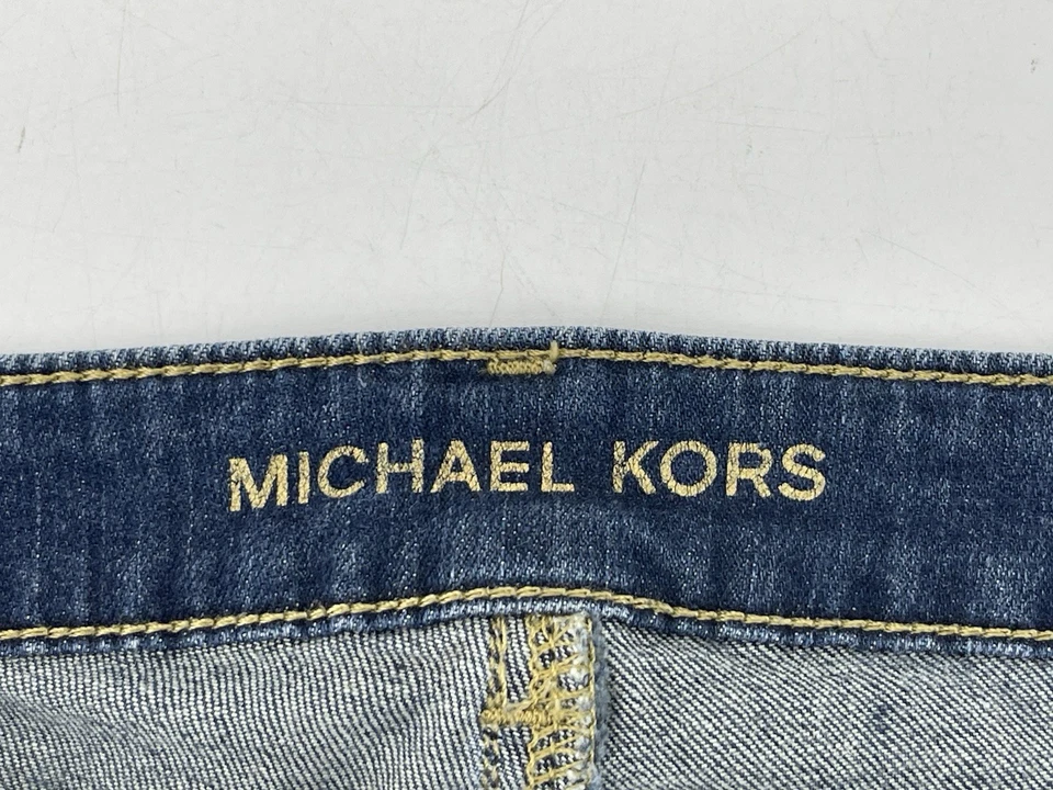 Pantalones de mezclilla ajustados elásticos Michael Kors para mujer talla 6 azul tiro bajo 30X29 Foto 3 de 4