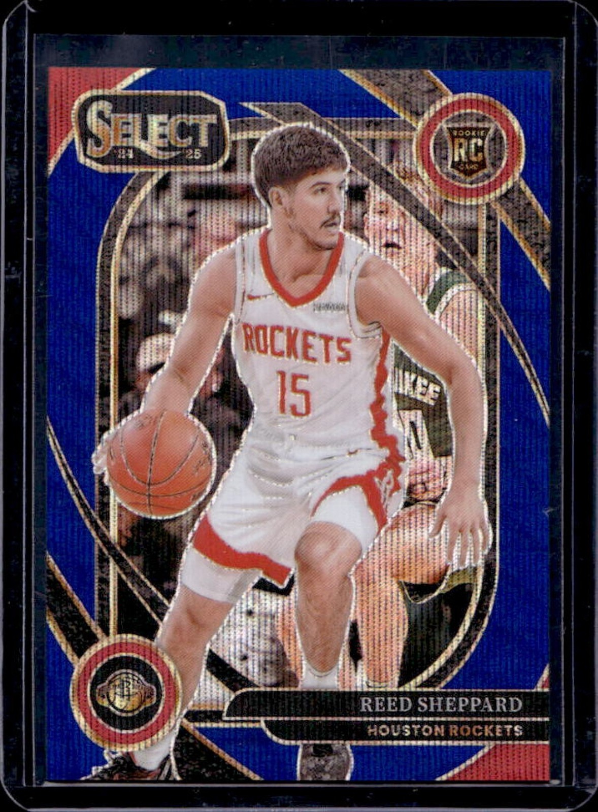 2024-25 Select Reed Sheppard Courtside RC Blue Wave Prizm #7/75 Rockets