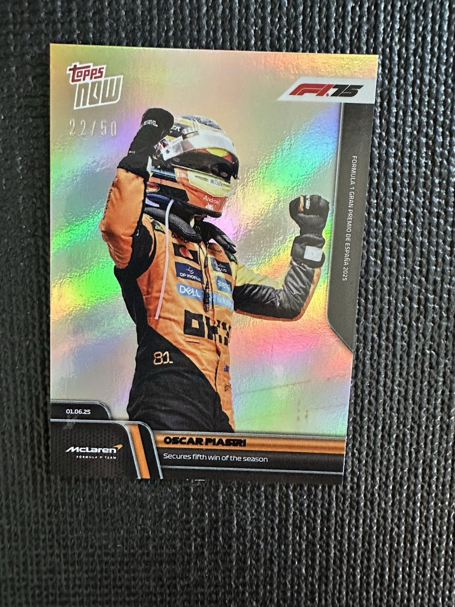 Oscar Piastri 2025 Topps NOW F1 McLaren #41 Gold Foil Parallel 22