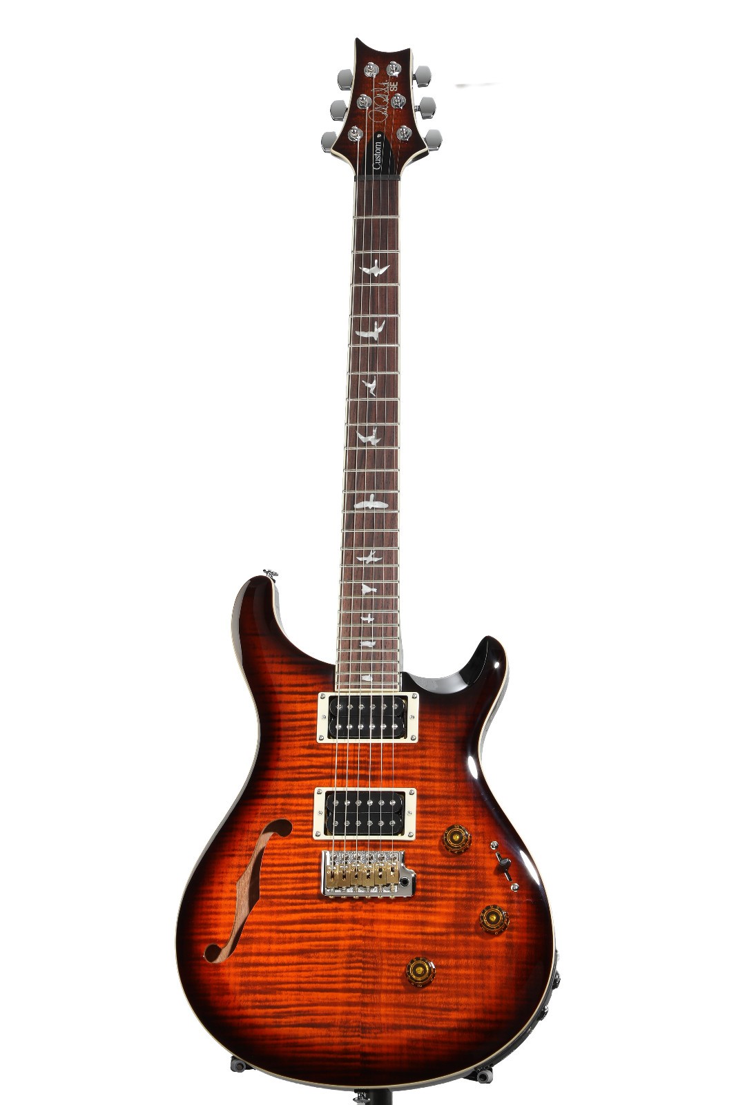 PRS SE Custom 24 Semi-Hollow Piezo Electric Guitar with Bag - Orange Tiger