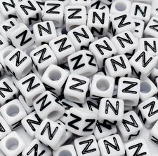 Ludthaw 100PCS Letter Beads Acrylic Square Alphabet 6Mm, Square-N-100PCS