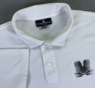Psycho Bunny Polo Shirt Mens 8 White Turing Bunny Logo Pima Performance Golf
